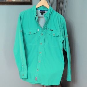 Patagonia Men's Long Sleeve Shirt Worn Wear- Teal